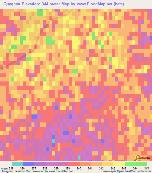 Quyghan,Kazakhstan Elevation Map