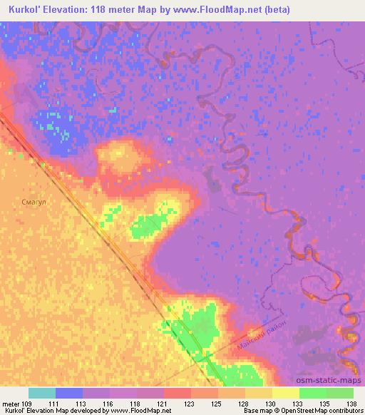 Kurkol',Kazakhstan Elevation Map