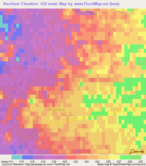 Kurchum,Kazakhstan Elevation Map