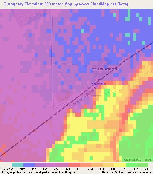 Quraghaty,Kazakhstan Elevation Map