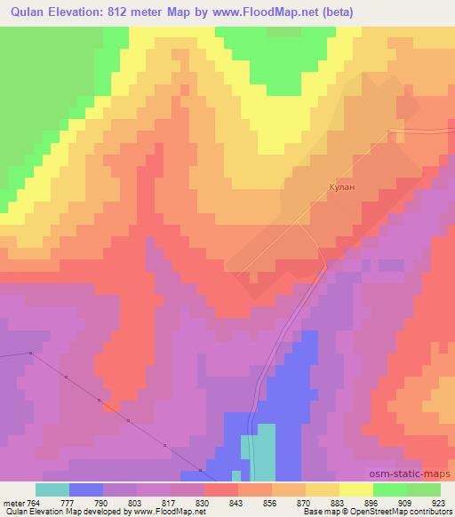 Qulan,Kazakhstan Elevation Map