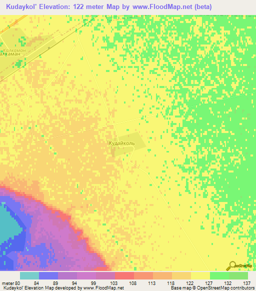 Kudaykol',Kazakhstan Elevation Map