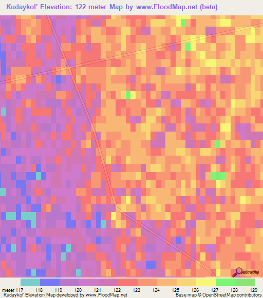 Kudaykol',Kazakhstan Elevation Map
