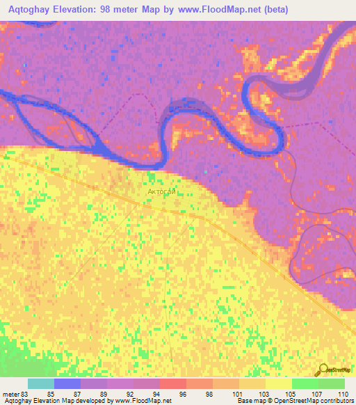 Aqtoghay,Kazakhstan Elevation Map