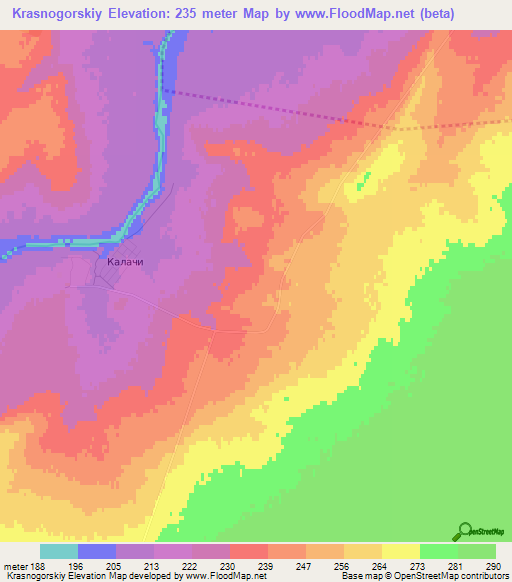Krasnogorskiy,Kazakhstan Elevation Map