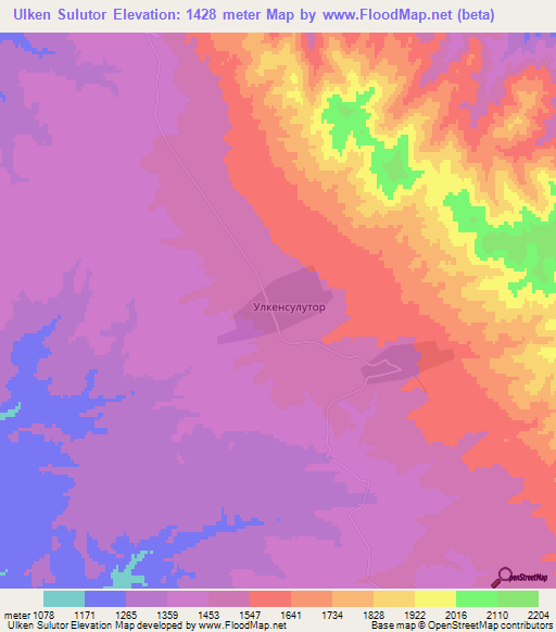 Ulken Sulutor,Kazakhstan Elevation Map