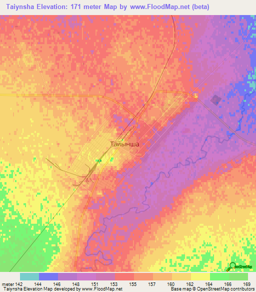 Taiynsha,Kazakhstan Elevation Map