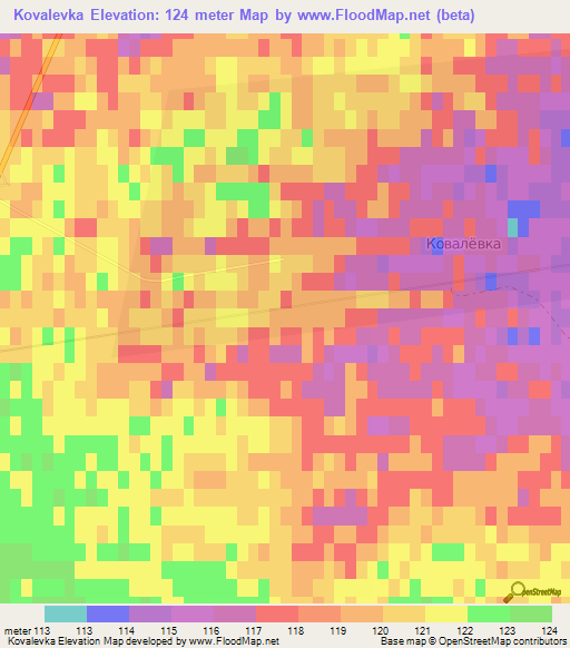 Kovalevka,Kazakhstan Elevation Map