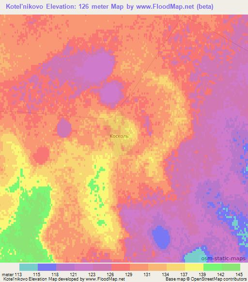 Kotel'nikovo,Kazakhstan Elevation Map