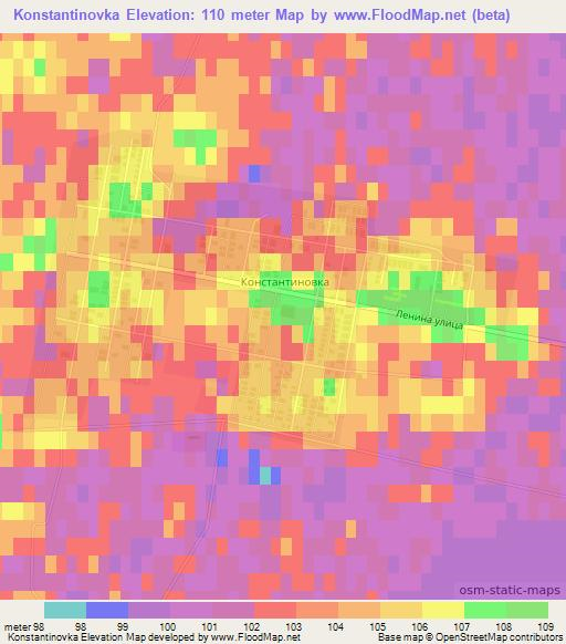 Konstantinovka,Kazakhstan Elevation Map