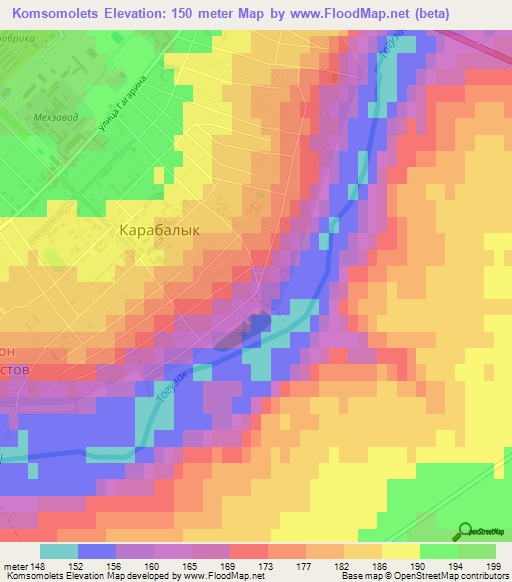 Komsomolets,Kazakhstan Elevation Map