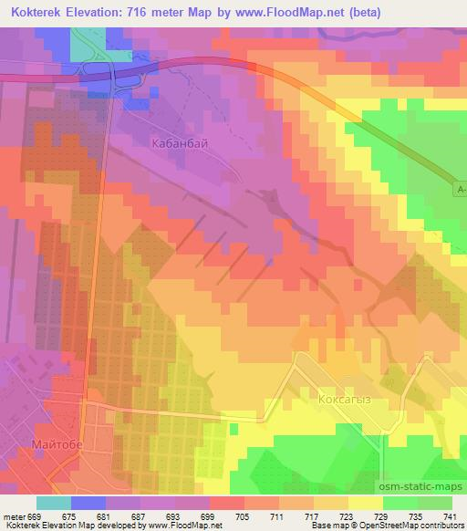 Kokterek,Kazakhstan Elevation Map
