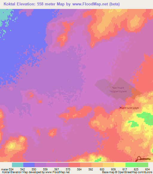 Koktal,Kazakhstan Elevation Map