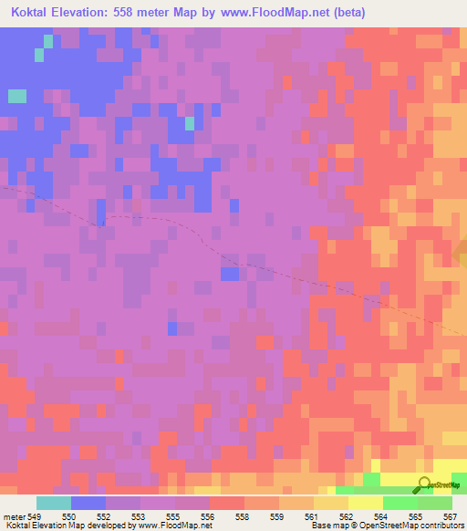Koktal,Kazakhstan Elevation Map