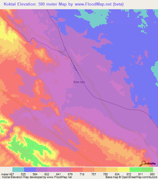 Koktal,Kazakhstan Elevation Map