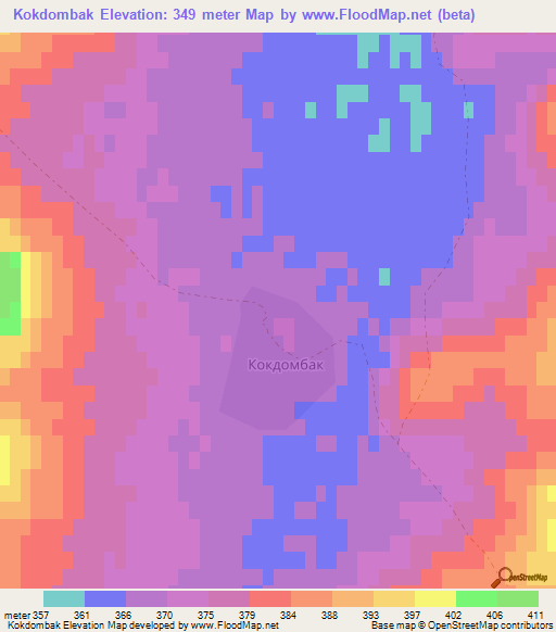 Kokdombak,Kazakhstan Elevation Map