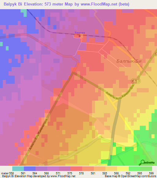 Balpyk Bi,Kazakhstan Elevation Map