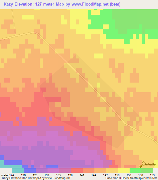 Kazy,Kazakhstan Elevation Map