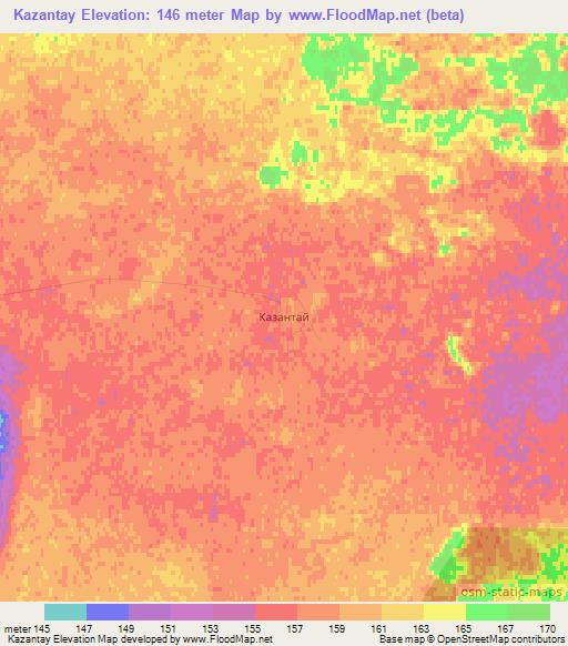 Kazantay,Kazakhstan Elevation Map
