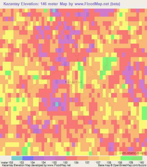 Kazantay,Kazakhstan Elevation Map