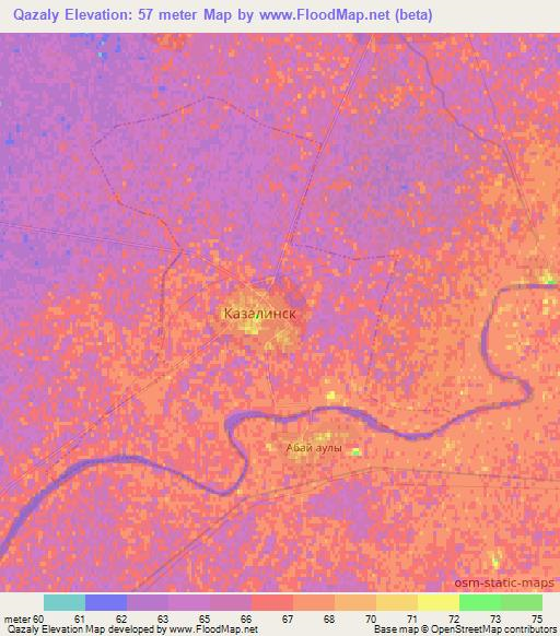 Qazaly,Kazakhstan Elevation Map