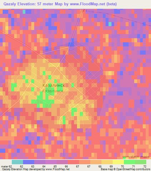 Qazaly,Kazakhstan Elevation Map