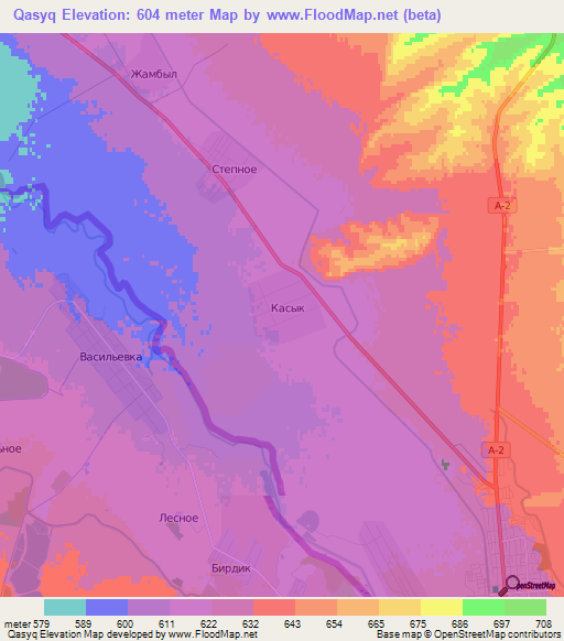 Qasyq,Kazakhstan Elevation Map