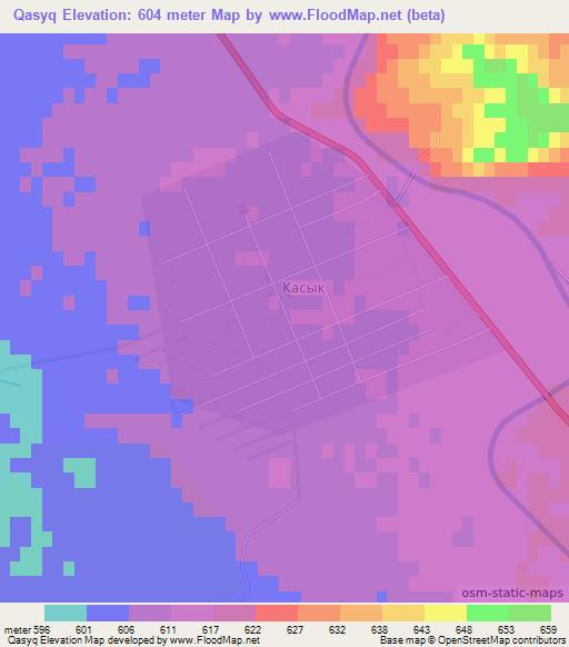 Qasyq,Kazakhstan Elevation Map