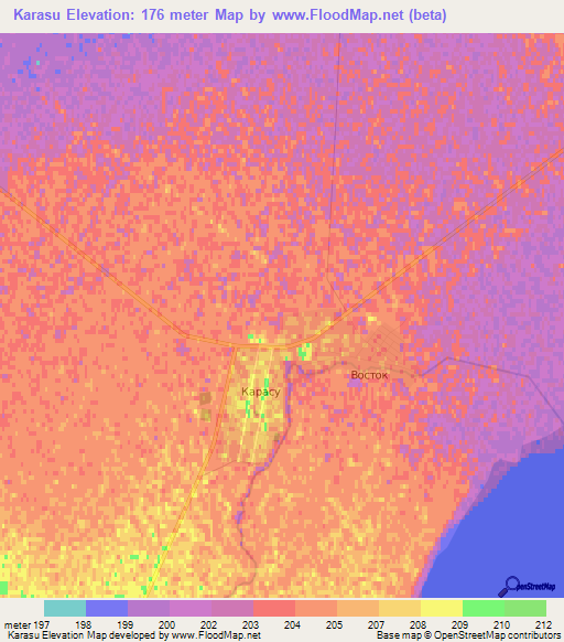 Karasu,Kazakhstan Elevation Map