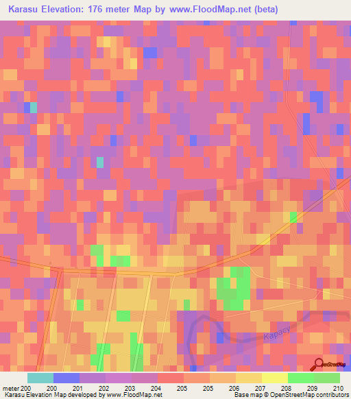 Karasu,Kazakhstan Elevation Map