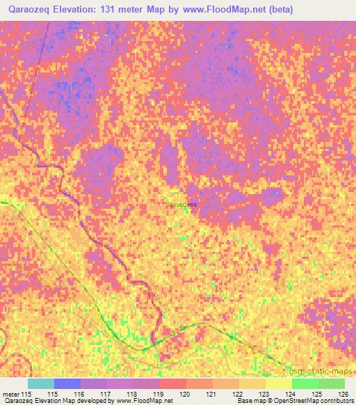 Qaraozeq,Kazakhstan Elevation Map
