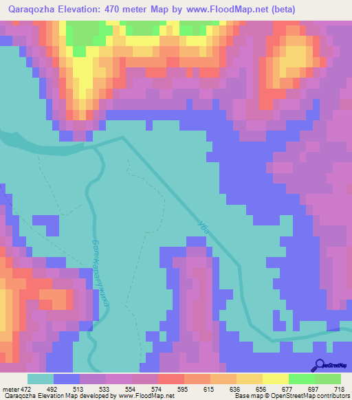 Qaraqozha,Kazakhstan Elevation Map