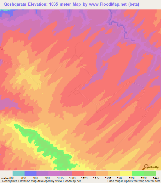 Qoshqarata,Kazakhstan Elevation Map
