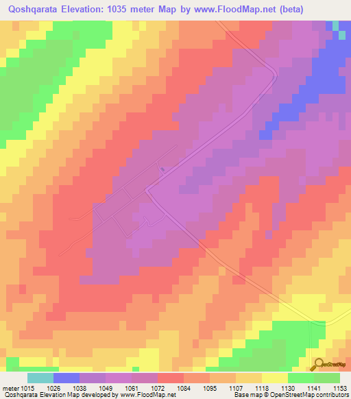 Qoshqarata,Kazakhstan Elevation Map