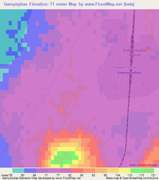Qamystybas,Kazakhstan Elevation Map