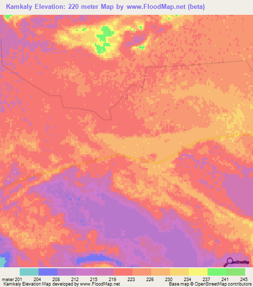 Kamkaly,Kazakhstan Elevation Map