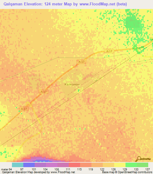 Qalqaman,Kazakhstan Elevation Map