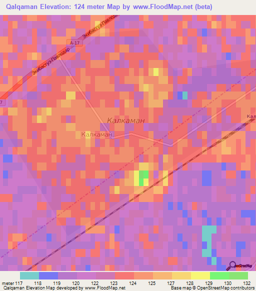 Qalqaman,Kazakhstan Elevation Map