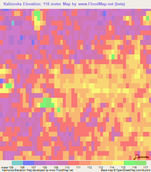 Kalinovka,Kazakhstan Elevation Map