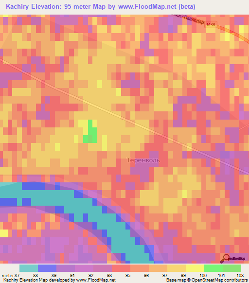 Kachiry,Kazakhstan Elevation Map