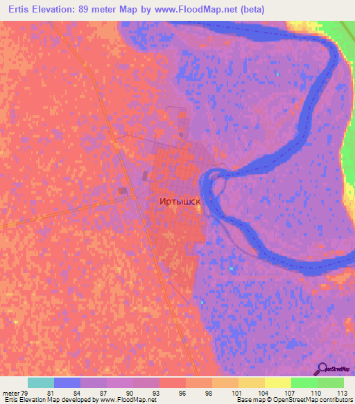 Ertis,Kazakhstan Elevation Map