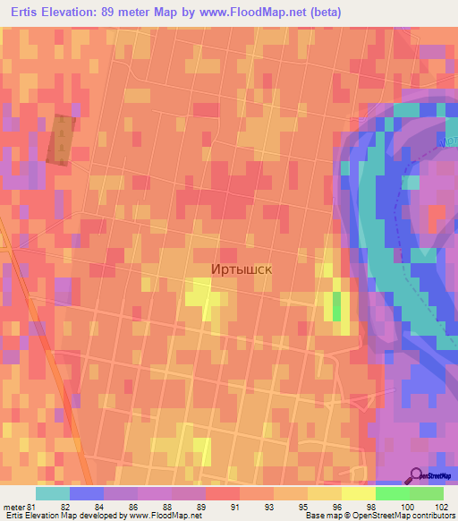 Ertis,Kazakhstan Elevation Map