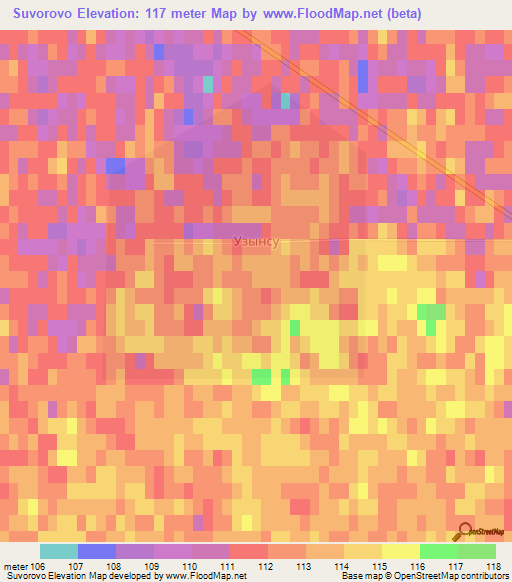 Suvorovo,Kazakhstan Elevation Map