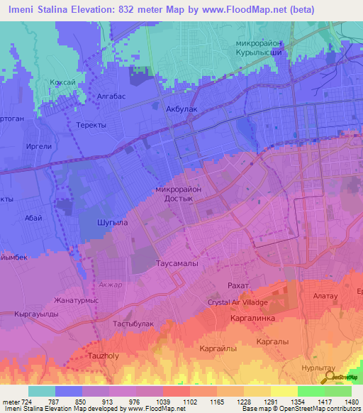 Imeni Stalina,Kazakhstan Elevation Map