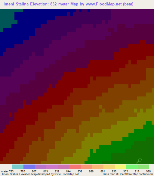 Imeni Stalina,Kazakhstan Elevation Map