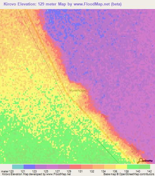 Kirovo,Kazakhstan Elevation Map