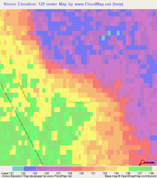 Kirovo,Kazakhstan Elevation Map