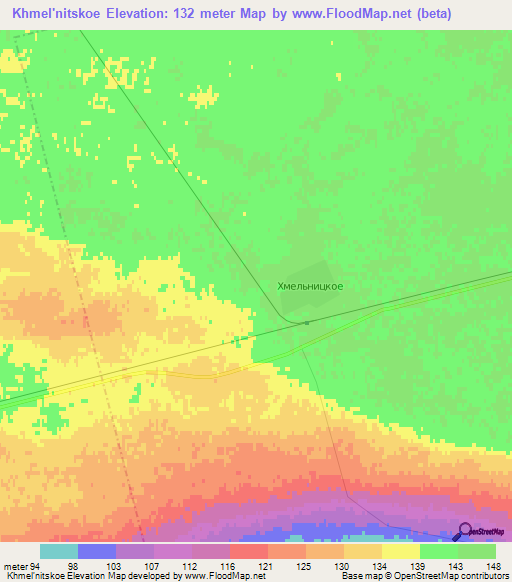 Khmel'nitskoe,Kazakhstan Elevation Map