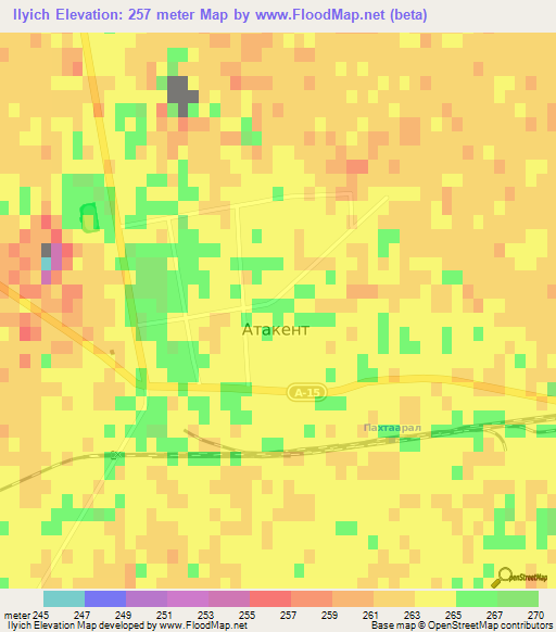 Ilyich,Kazakhstan Elevation Map