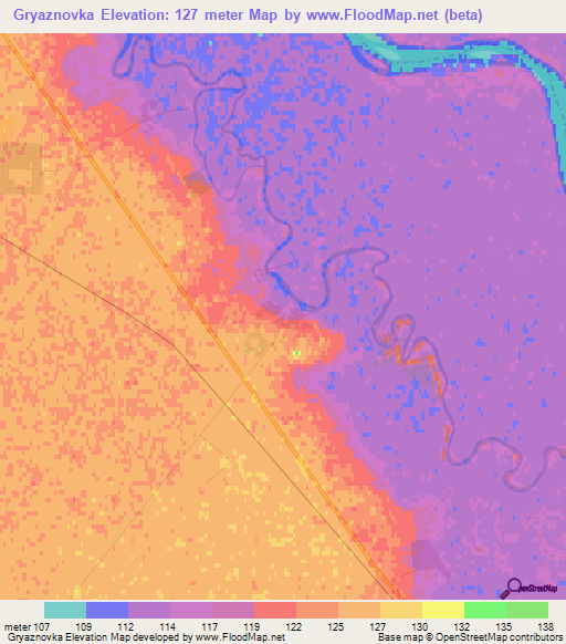 Gryaznovka,Kazakhstan Elevation Map